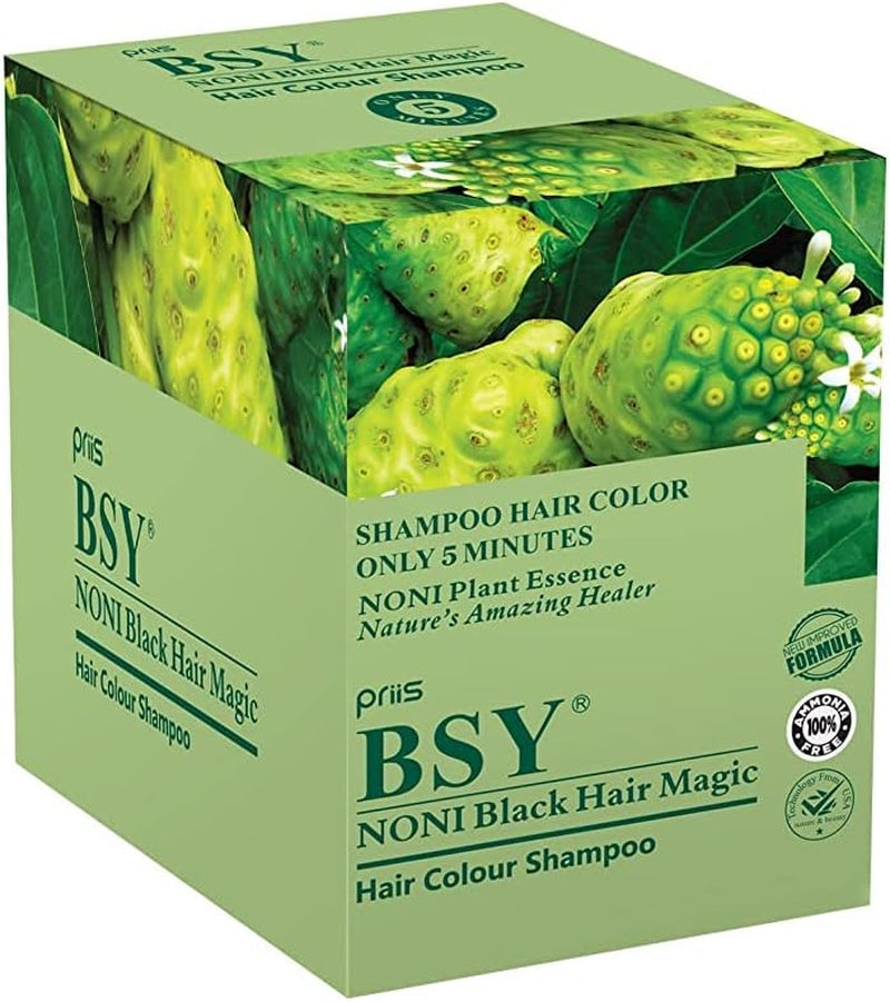 Noni Black Hair Magic Shampoo | Noni Hair Colour | Noni Hair Dye | Hair Dye | Hair Dye Shampoo | Shampoo Based Hair Color | 10 Mins Hair Color | Ammonia-Free Hair Color | Shampoo | (20Mlx5)