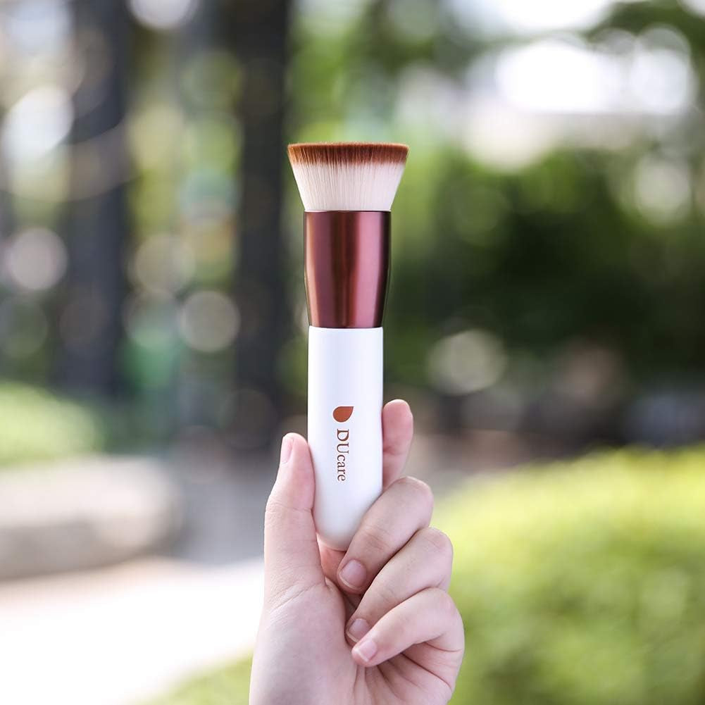 Makeup Brushes Foundation Kabuki Brush Synthetic Professional Buffing Stippling Liquid Cream Blending Mineral Powder Makeup Tools (Rose Golden and White)