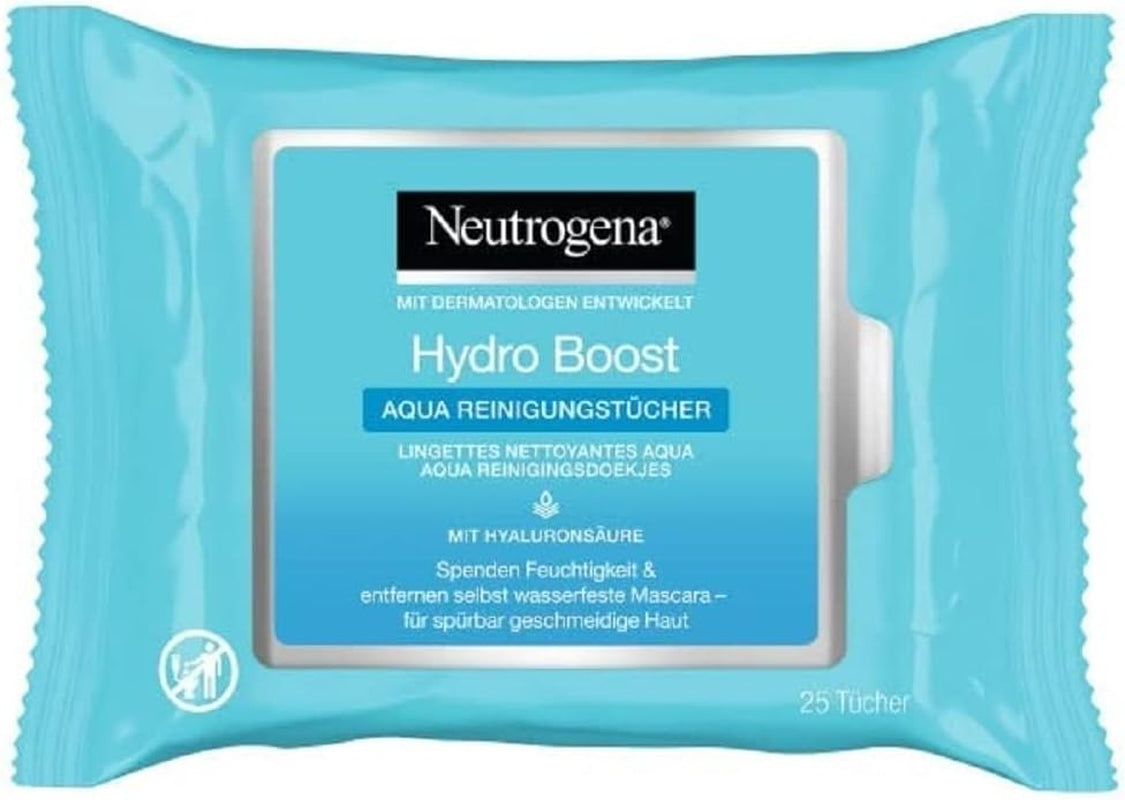 Hydro Boost Aqua Cleansing Wipes/With  Cleansing Technology, Hyaluronic Acid and Moisturiser / 6 X 25 Pieces, 25 Ml