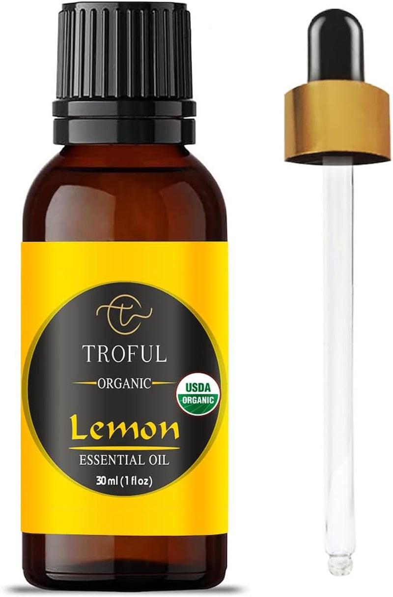 Organic Lemon Essential Oil -100% Pure Natural USDA Organic Essential Oil for Aromatherapy, Diffusers, DIY, Skin, Hair, Body Care - 30 ML