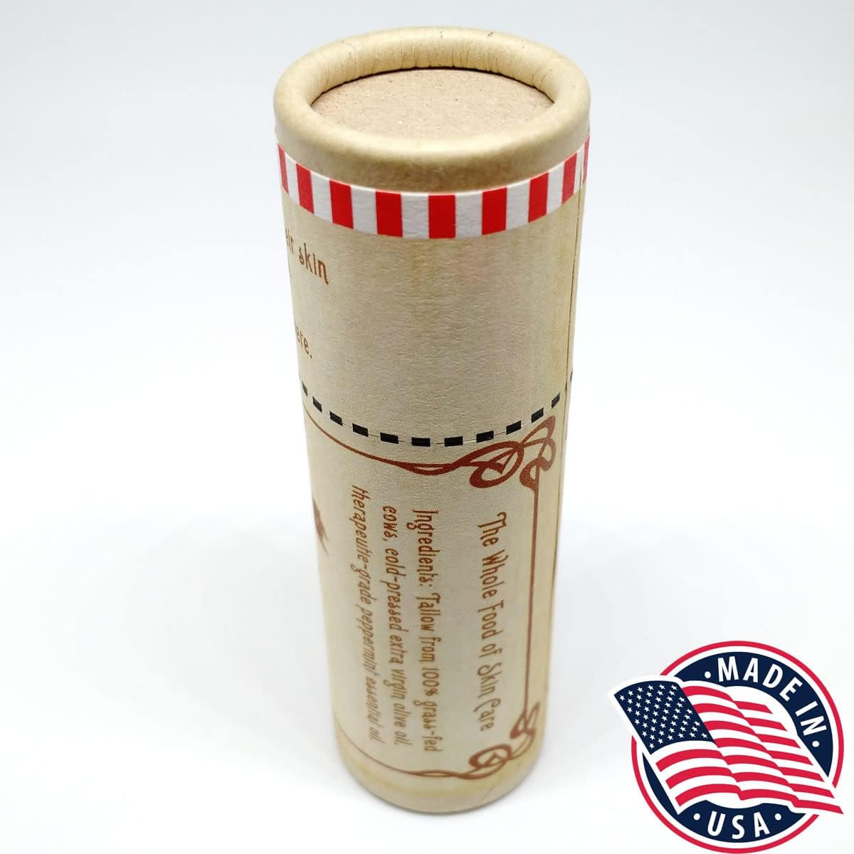 Peppermint Stick Lip Butter Tube Tallow Balm, 100% Grass-Fed, 30Ml"The Whole Food of Skin Care"