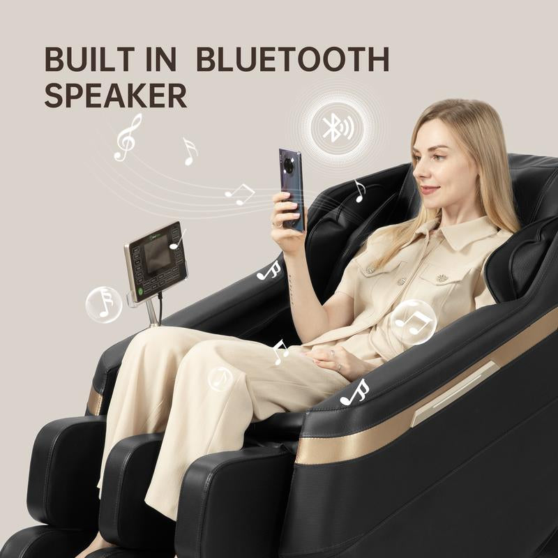 Real Relax Full Body Zero Gravity Massage Chair with Lumbar Heating Function 6 Automatic Modes with Bluetooth Speaker BS-02 Comfort Massage Recliner