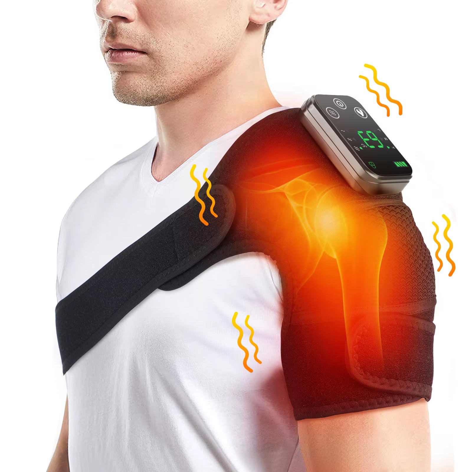 Heated Shoulder Massager Machine Eletric Vibration Heating Shoulder Massage Heater Belt Arm Hand Muscle Relaxation Pad Warmer