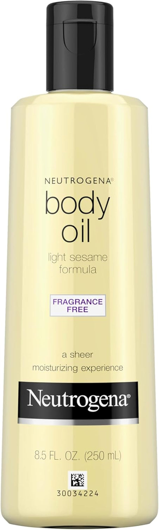 Body Oil, Light Sesame Formula Body Oil, Fragrance Free 8.5 Fluid Ounce