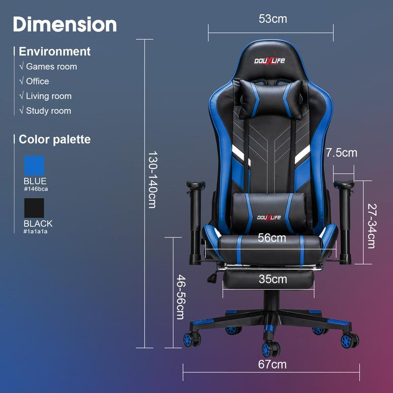 Professional Full Body Massage Gaming Chair with Footrest, 175° Reclining, Ergonomic Racing High Back Home Office Computer Chair, Video Game Chair for Adluts Kids