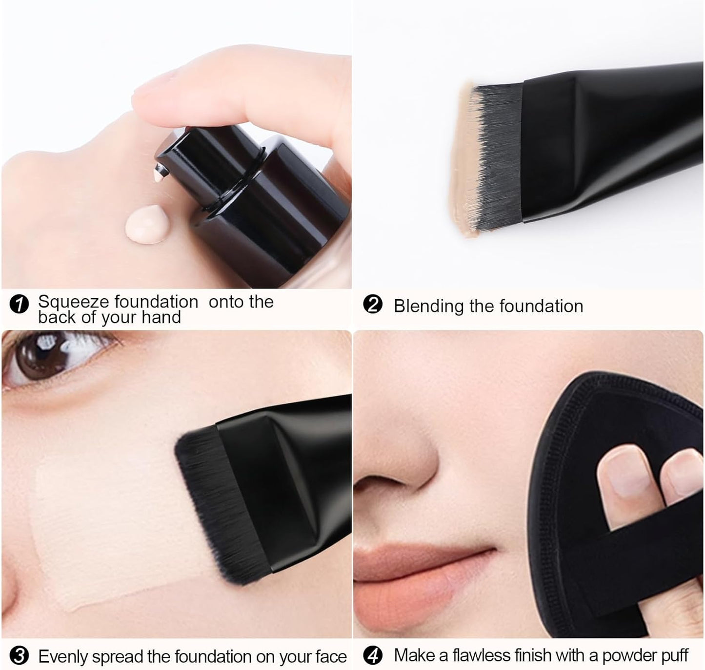 Flat Foundation Brush for Liquid Foundation, Ultra Thin Flat Foundation Brush with Thickened Foundation Puff, Face Mask Brush Liquid Foundation Spatula Brush