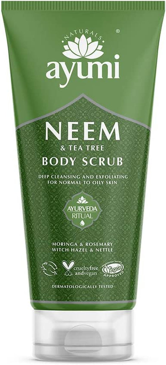 Neem & Tea Tree Body Scrub. Vegan, Cruelty-Free, Dermatologically-Tested, 1 X 200Ml