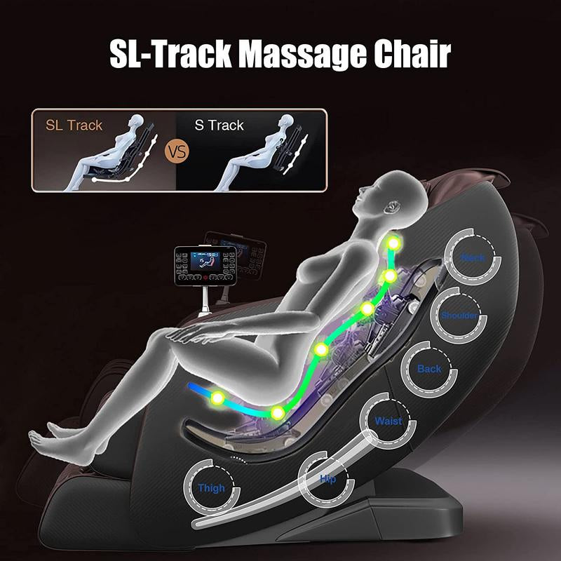 Real Relax 2024 Massage Chair F6 Full Body Zero Gravity Sl-Track Shiatsu Recliner with Heat Bluetooth Foot Roller APP Control Massage Recliner Comfort