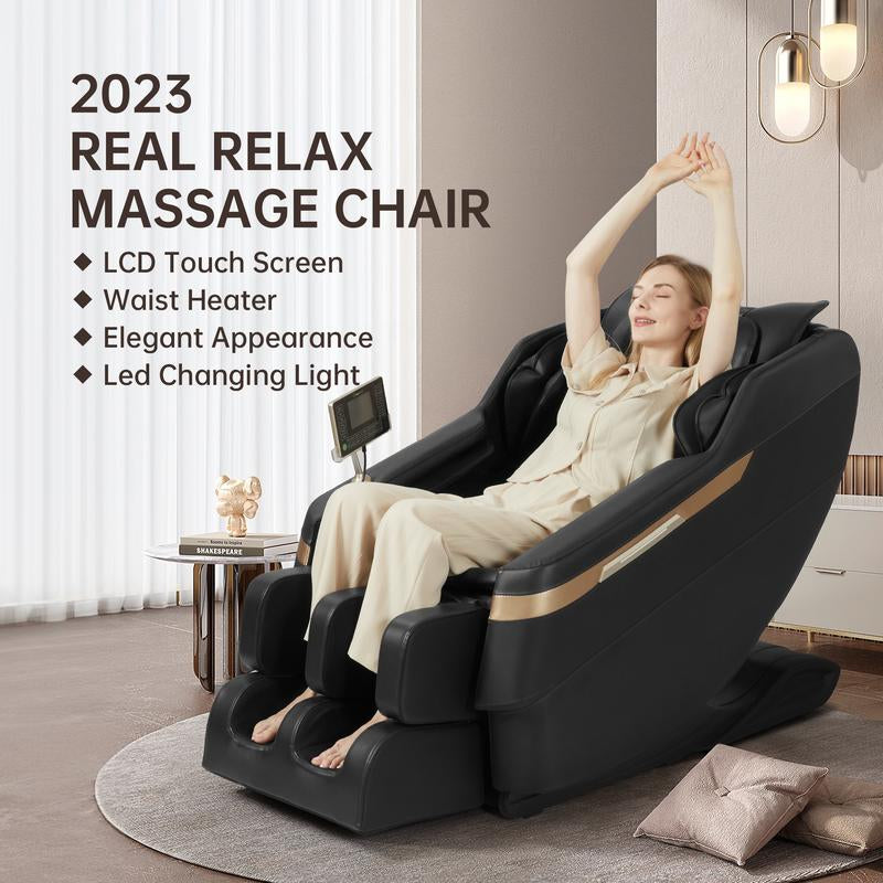 Real Relax Full Body Zero Gravity Massage Chair with Lumbar Heating Function 6 Automatic Modes with Bluetooth Speaker BS-02 Comfort Massage Recliner