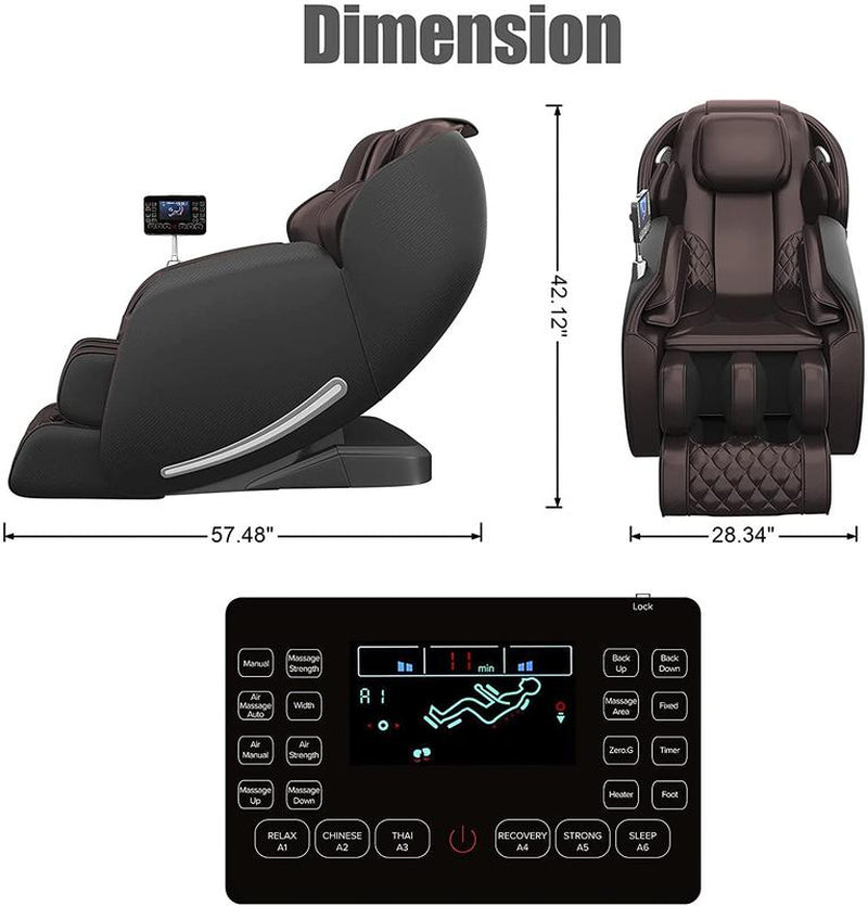 Real Relax 2024 Massage Chair F6 Full Body Zero Gravity Sl-Track Shiatsu Recliner with Heat Bluetooth Foot Roller APP Control Massage Recliner Comfort