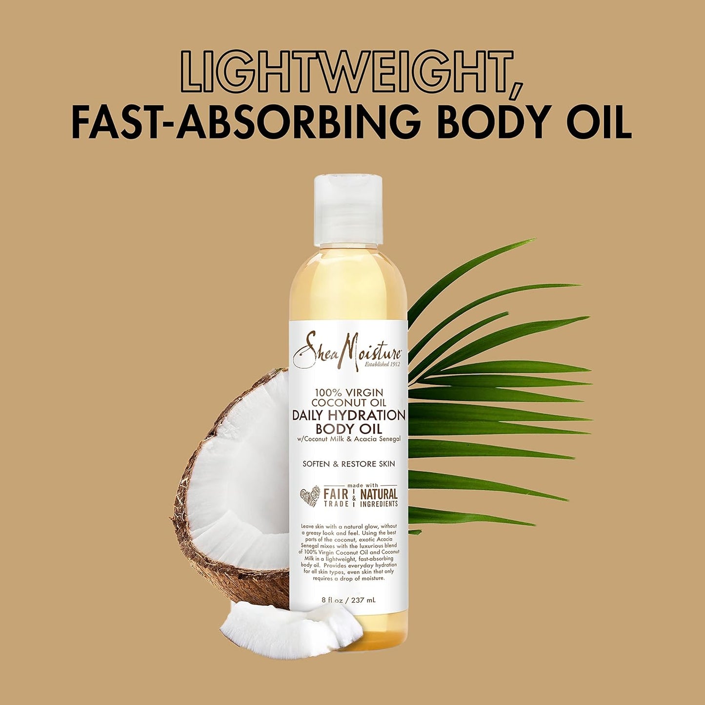 Sheamoisture 100% Virgin Coconut Oil Massage Oil Moisturizer, 8 Fluid Ounce