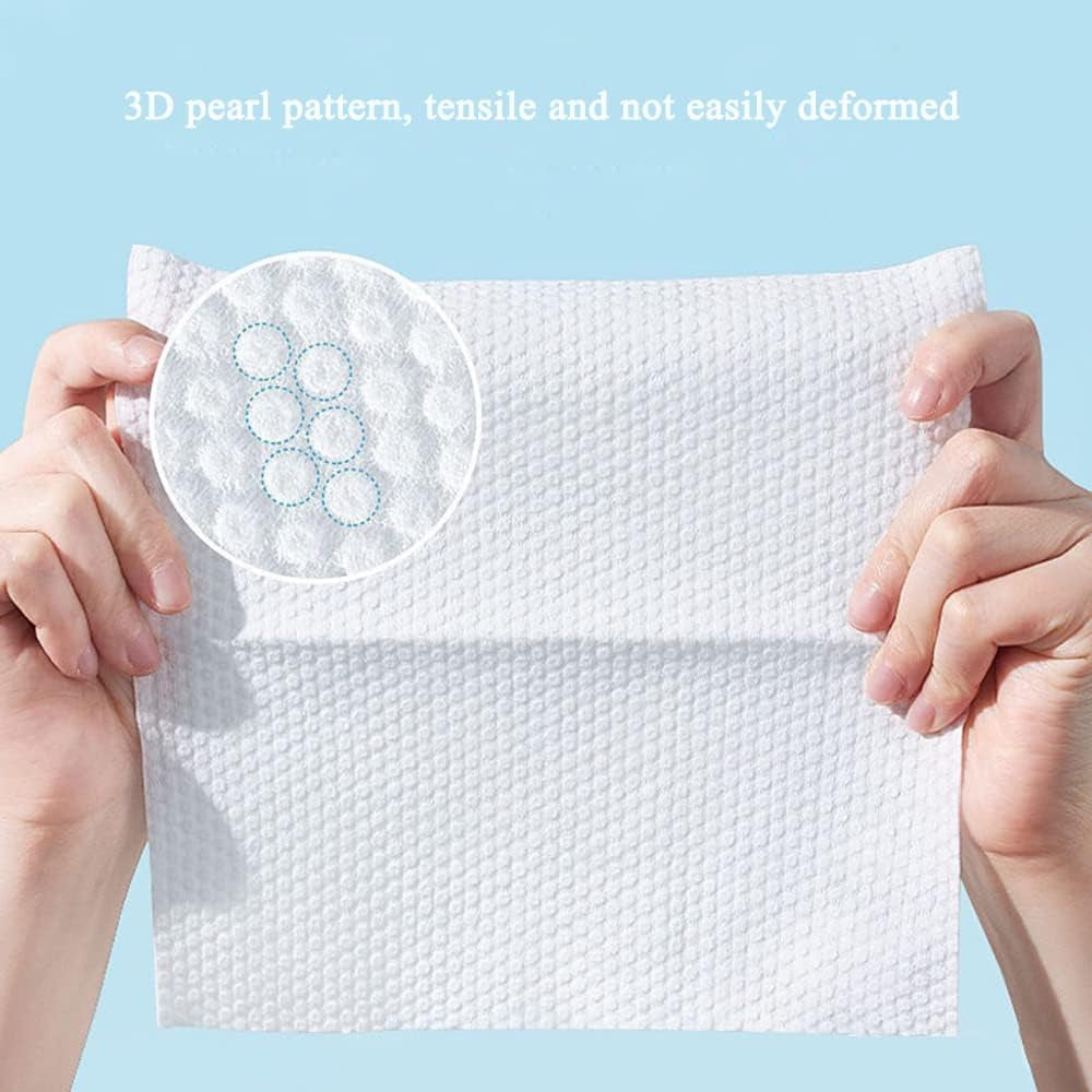 Disposable Face Towel, Extra Thick Cotton Tissue, 100% Cotton Lint-Free Unscented Dry Wipes, Make up Removing Wipes Ultra Soft for Sensitive Skin (Extra Thick (6 Pack))