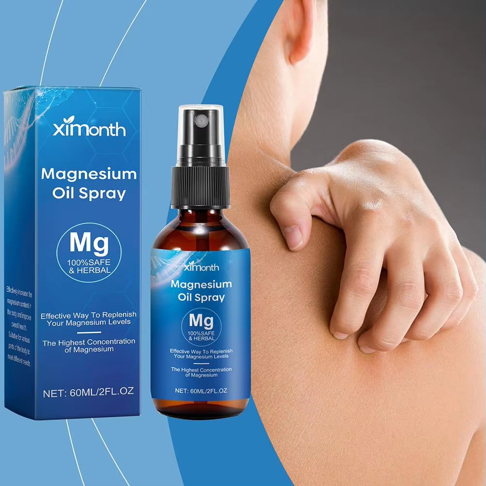 Pure Magnesium Oil Spray 60Ml Natural Magnesium Oil for Feet Body Sleep Anxiety Women Men Easy to Absorb and Use W5P7