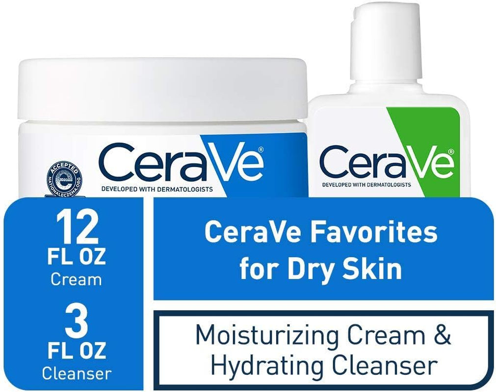 Moisturizing Cream and Hydrating Face Wash Trial Combo | 12Oz Cream + 3Oz Travel Size Cleanser