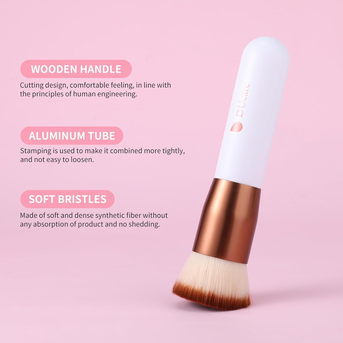 Makeup Brushes Foundation Kabuki Brush Synthetic Professional Buffing Stippling Liquid Cream Blending Mineral Powder Makeup Tools (Rose Golden and White)