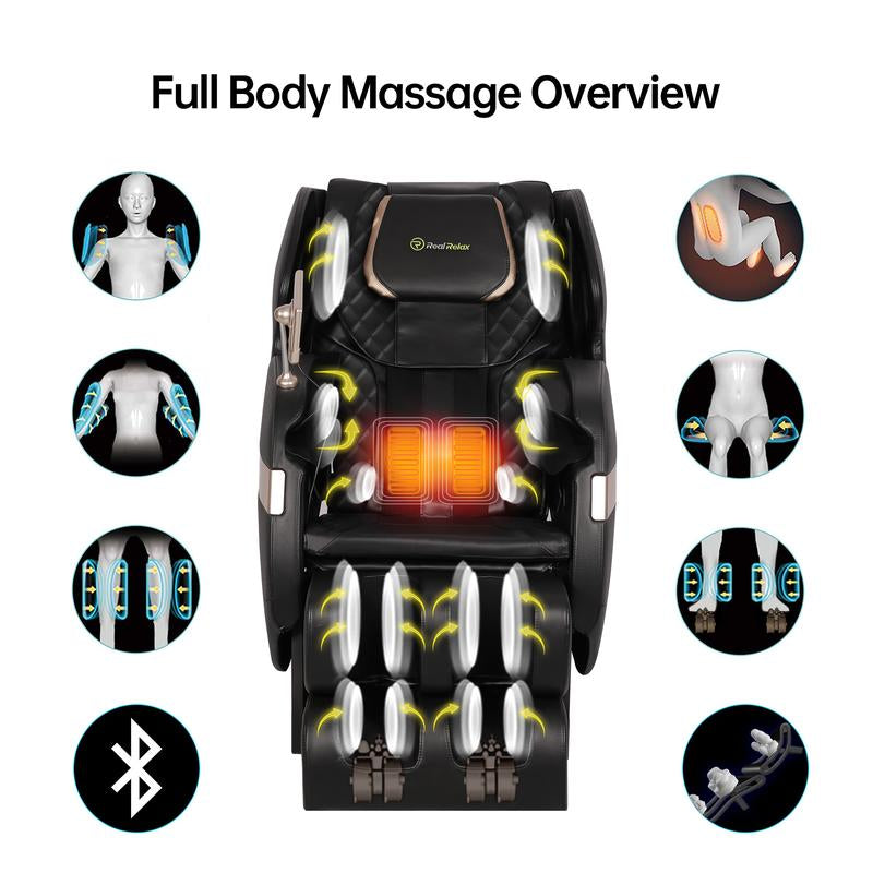 Real Relax Massage Chair with Heating Function Bluetooth APP Control Comfortable Relaxation Zero Gravity Full Body Massage Recliner Favor-03Adv