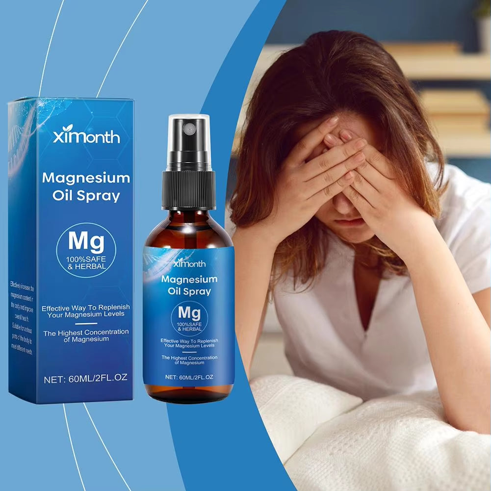 Pure Magnesium Oil Spray 60Ml Natural Magnesium Oil for Feet Body Sleep Anxiety Women Men Easy to Absorb and Use W5P7