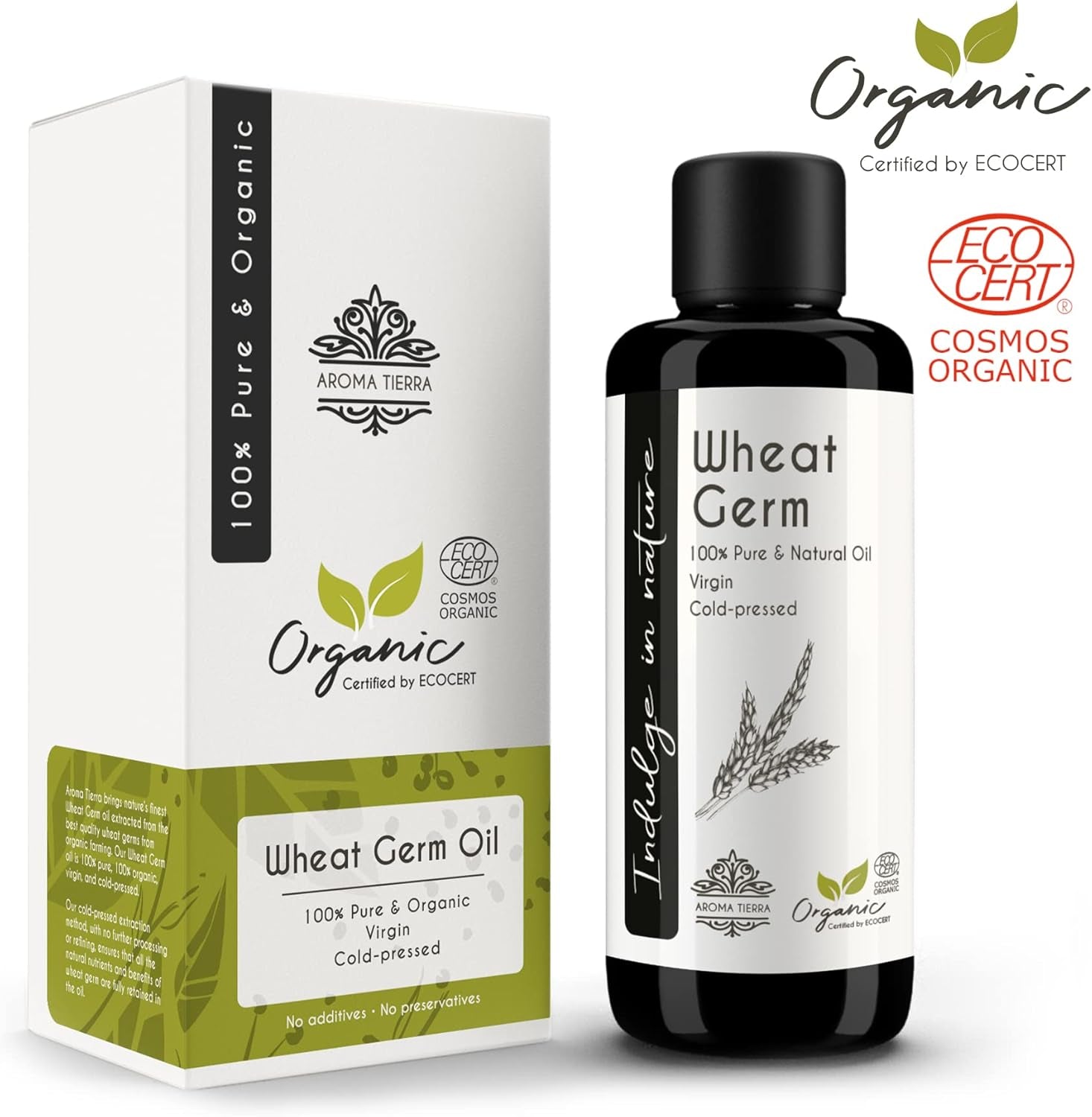 Wheat Germ Oil (Certified Organic) - Superfood, Nutrition Powerhouse, Moisturizes, Regenerates, Repairs, Fades Scars, Anti-Ageing - 100Ml