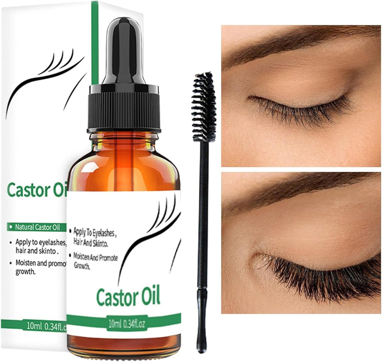 Castor Oil for Eyebrows Growth - 10Ml Pure Caster Oil Eyebrow Growth Serums,Lash Growth Serums for Thickness and Length, Eyelash Serums to Grow Lashes, for Eyelashes, Eyebrows, Hair