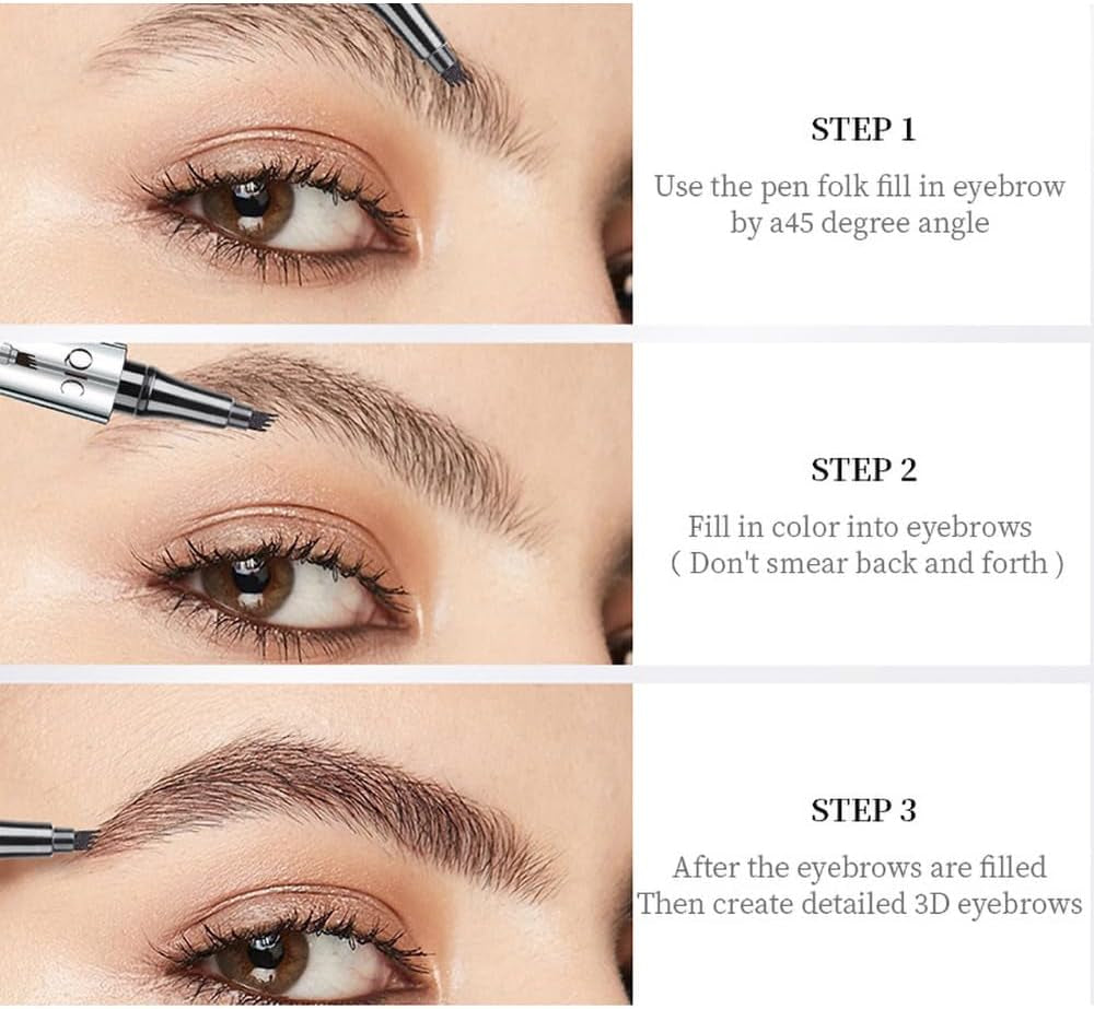 Fork Tattoo Eyebrow Ink Pen: Waterproof, Long-Lasting Brow Makeup in Light Brown