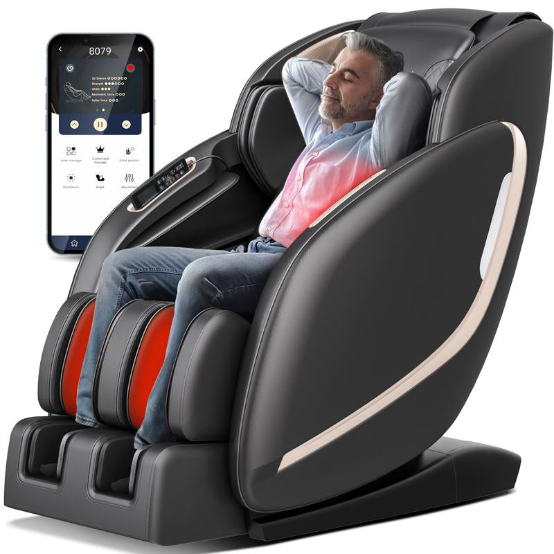 Easpearl R8079 4D Electric Theropy Full Body Massage Chair, SL Track Zero Gravity Recliner with Shoulder Back Calf Heat,Thai Stretch