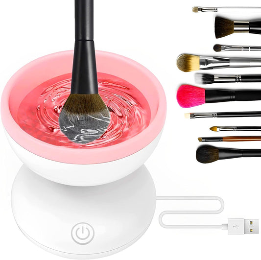 Electric Makeup Brush Cleaner, Automatic USB Makeup Brush Cleaner Machine, Time Saving Electric Cosmetic Brush Cleaner Deep Cleaning Automatic Makeup Brush Spinner for Makeup Brushes Home 3.5X3.5X3.5 In