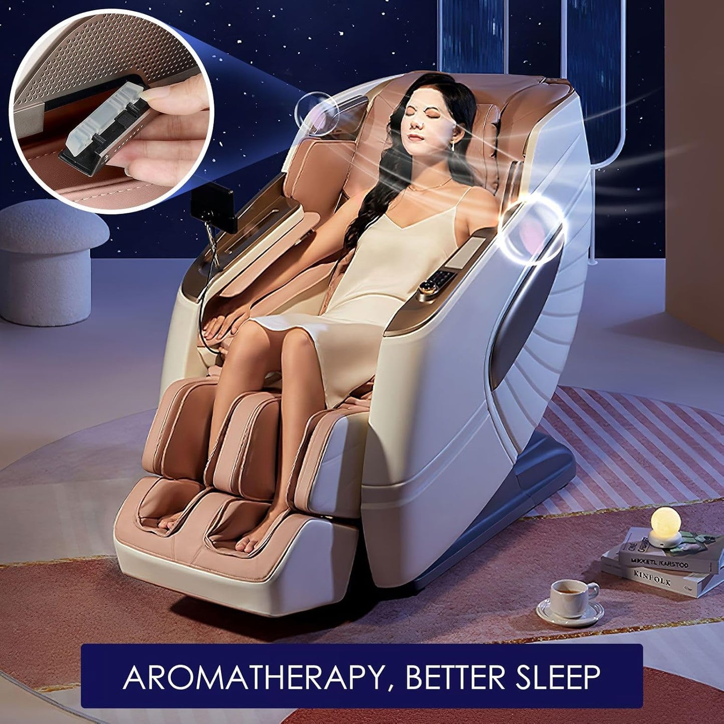 Full Body Massage Chair Massaging Machine Foot Back Massager Deep Tissue Shiatsu Neck Leg Head Relax 4D Home Recliner Aroma Therapy