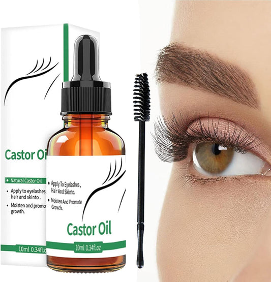 Castor Oil for Eyebrows Growth - 10Ml Pure Caster Oil Eyebrow Growth Serums,Lash Growth Serums for Thickness and Length, Eyelash Serums to Grow Lashes, for Eyelashes, Eyebrows, Hair