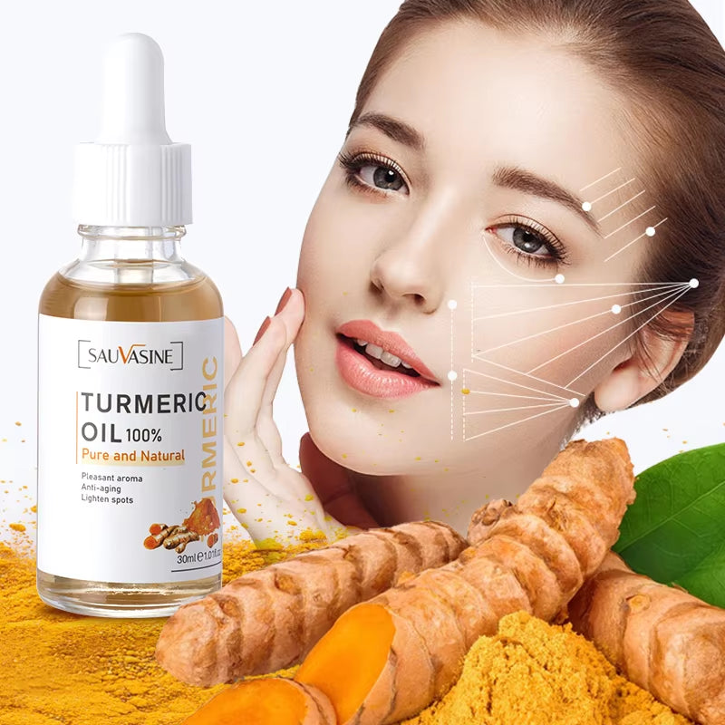 100% Pure Therapeutic Grade Turmeric Face Serum anti Aging Wrinkle Facial Whitening Essential Oil Moisturizing Skin Care