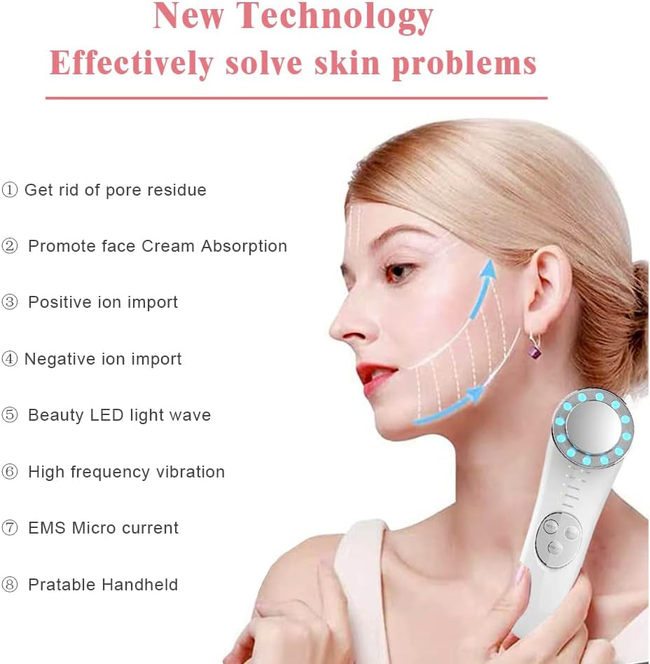 Facial Massager Skin Care Tools 7 in 1 Face Lifting Machine Face Neck Eye Massager anti Aging Reduced Puffiness Skin Tighten Deep Cleaning Facial Device