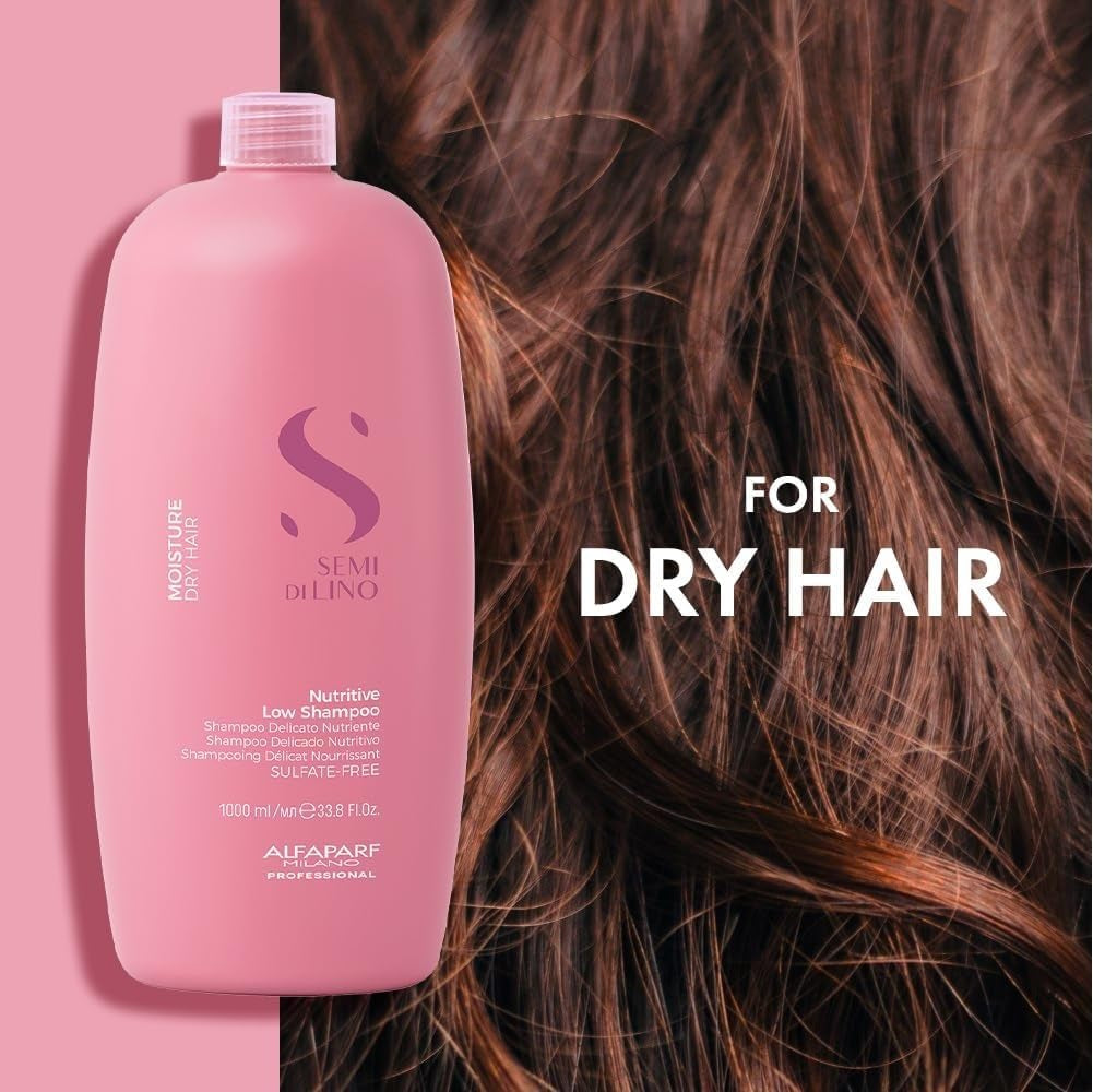 Semi Di Lino Nutritive Low Shampoo - Sulfate, Paraben, Paraffin Free - Moisturizes, Hydrates, and Adds Glossy Shine - 33.8 Oz