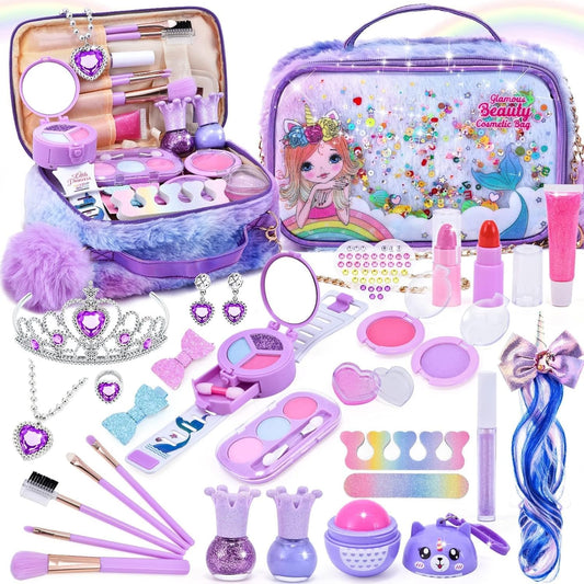 Kids Makeup Kit for Girls, Unicorn Makeup Set, Real Washable Make up Kit for Little Girl Princess Toddler Makeup for Kid Birthday Gifts Unicorn Toys for Girls 3 4 5 6 7 8 9 10 Year Old