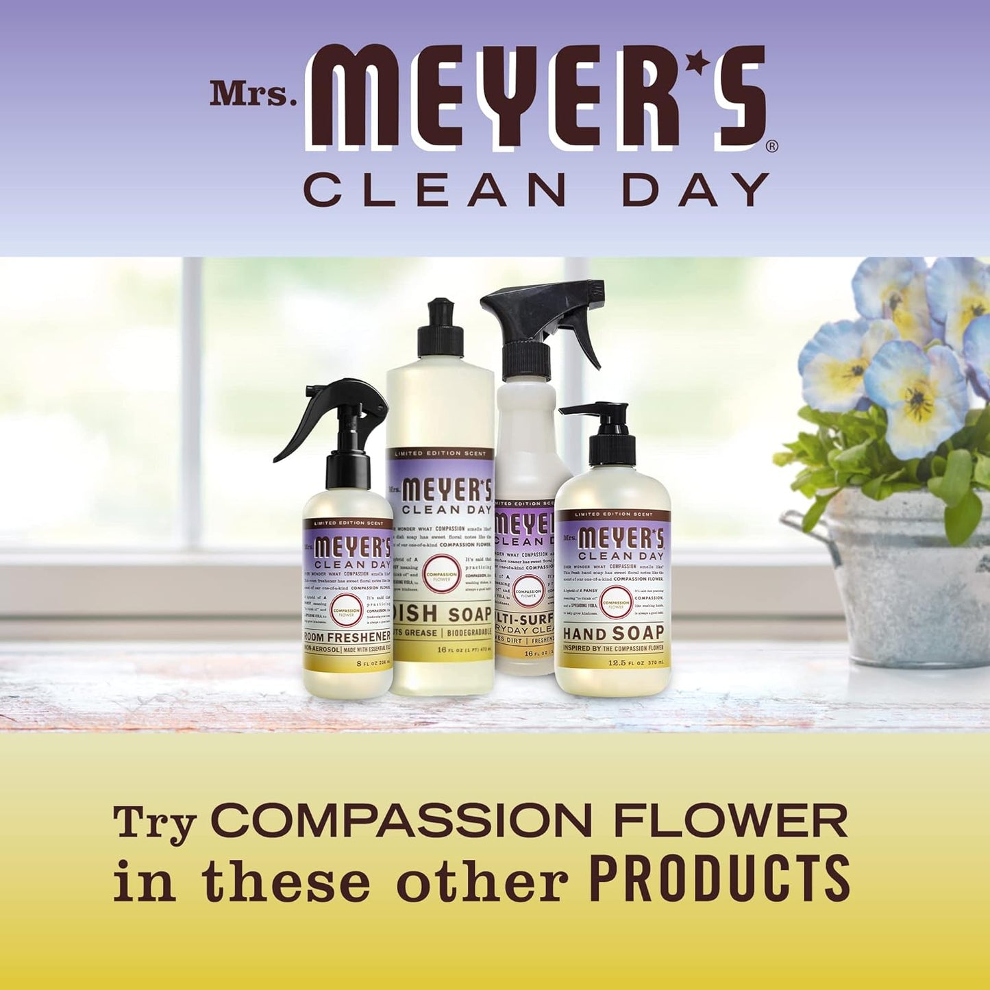 Mrs. Meyer'S Hand Soap, Made with Essential Oils, Biodegradable Formula, Compassion Flower, 12.5 Fl. Oz - Pack of 3