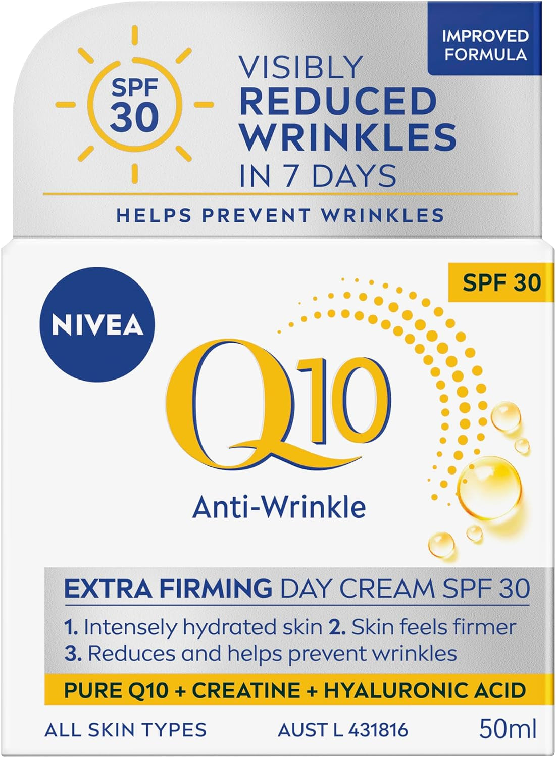 Q10 Anti-Wrinkle Firming Day Cream SPF 30 50Ml | with Q10 & Creatine | Anti-Ageing Moisturiser | with UVA/UVB Protection | Reduces & Prevents Wrinkles | 24-Hour Hydration