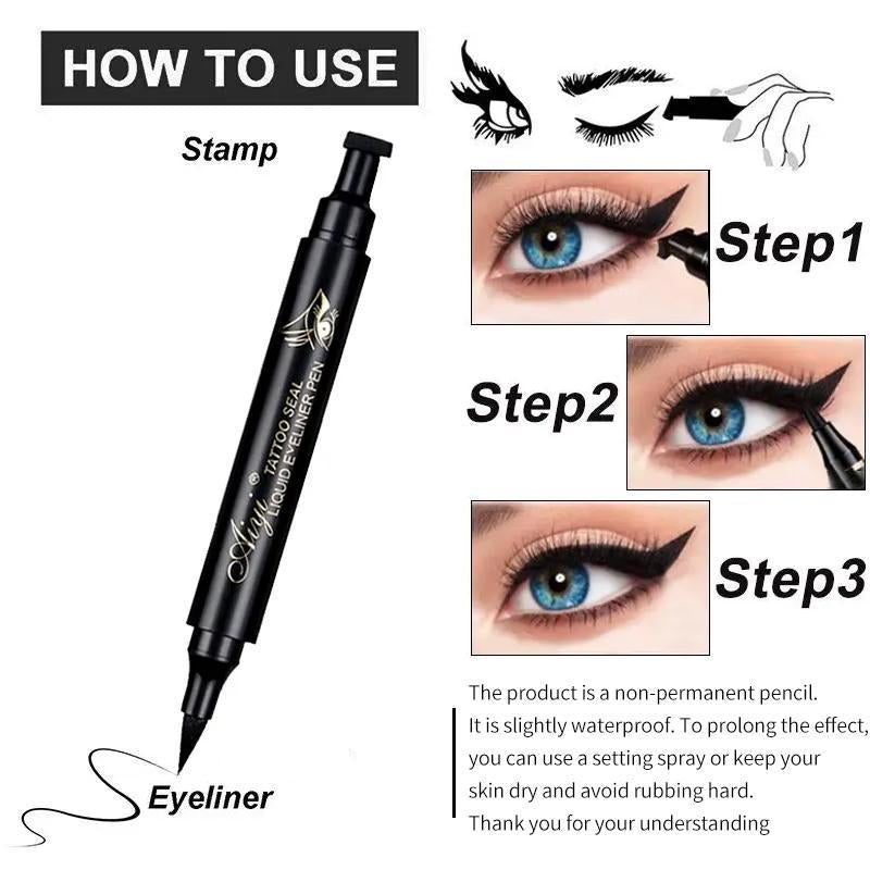 Summer Double-Ended Eyeliner with Seal: Waterproof, Long-Lasting Eyeliner Pen for Professional Daily Makeup - Perfect Cosmetic Gift