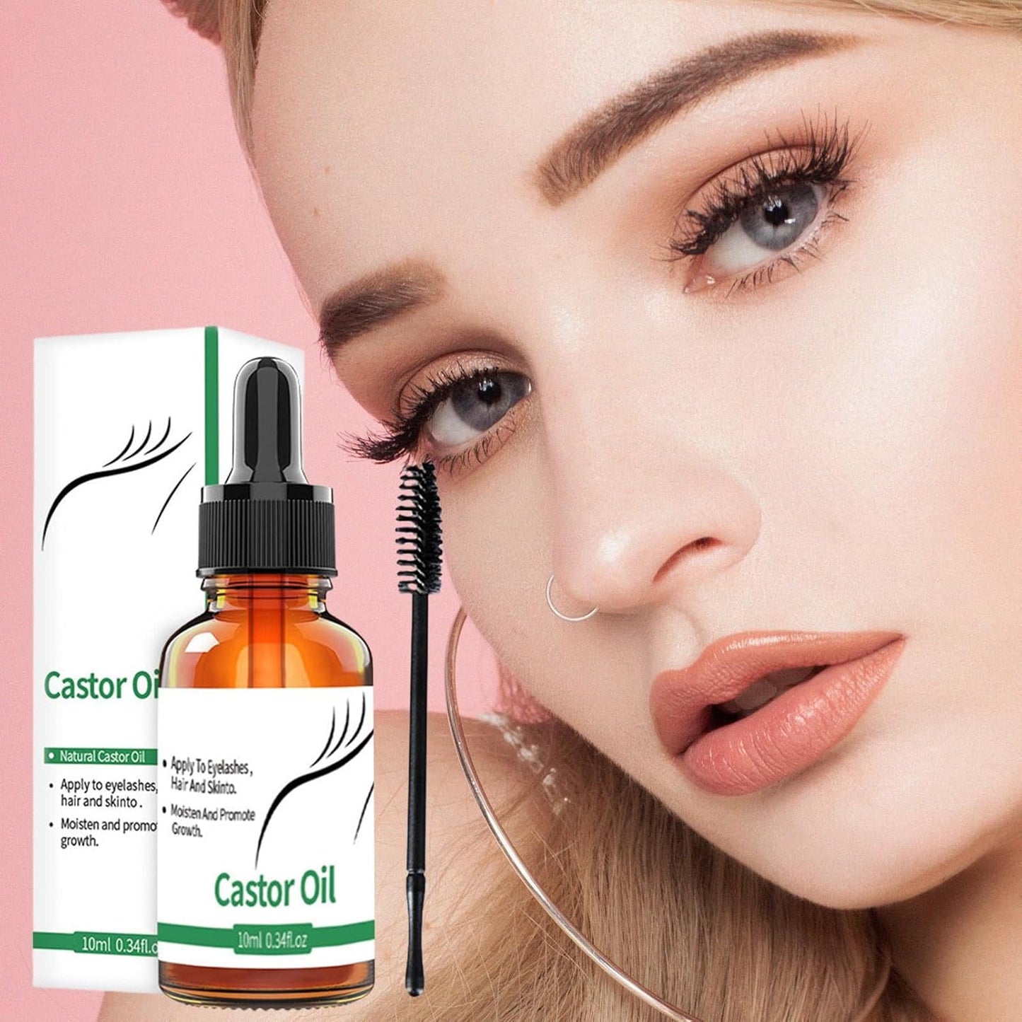 Castor Oil for Eyebrows Growth - 10Ml Pure Caster Oil Eyebrow Growth Serums,Lash Growth Serums for Thickness and Length, Eyelash Serums to Grow Lashes, for Eyelashes, Eyebrows, Hair