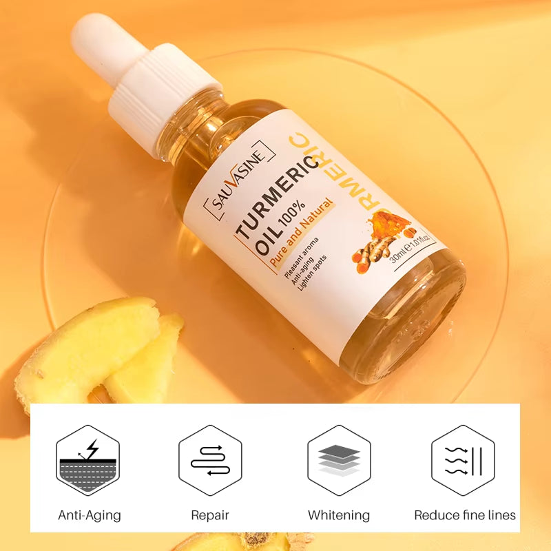 100% Pure Therapeutic Grade Turmeric Face Serum anti Aging Wrinkle Facial Whitening Essential Oil Moisturizing Skin Care