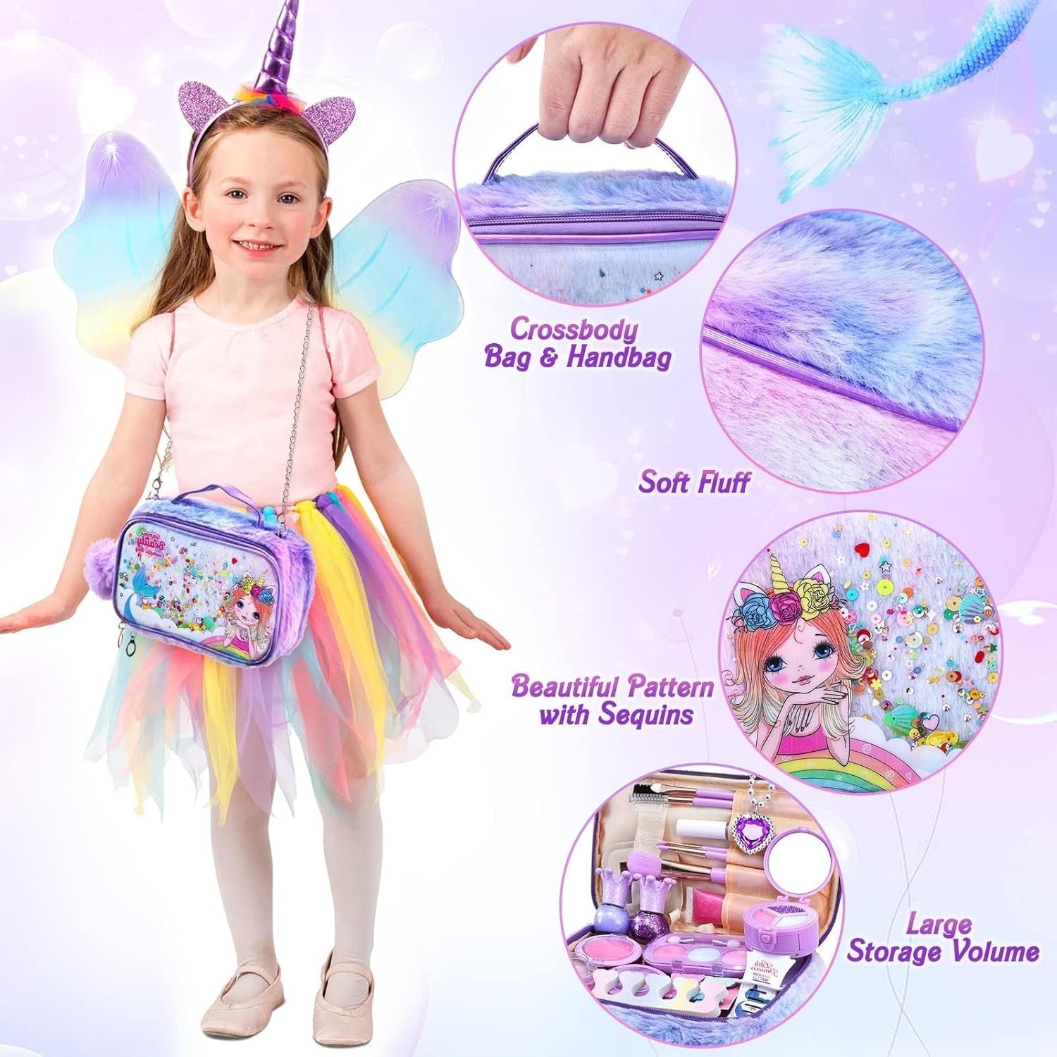 Kids Makeup Kit for Girls, Unicorn Makeup Set, Real Washable Make up Kit for Little Girl Princess Toddler Makeup for Kid Birthday Gifts Unicorn Toys for Girls 3 4 5 6 7 8 9 10 Year Old