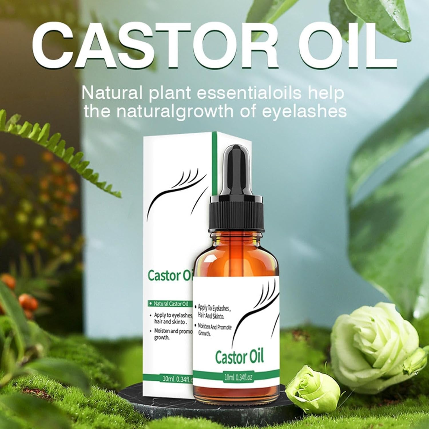 Castor Oil for Eyebrows Growth - 10Ml Pure Caster Oil Eyebrow Growth Serums,Lash Growth Serums for Thickness and Length, Eyelash Serums to Grow Lashes, for Eyelashes, Eyebrows, Hair