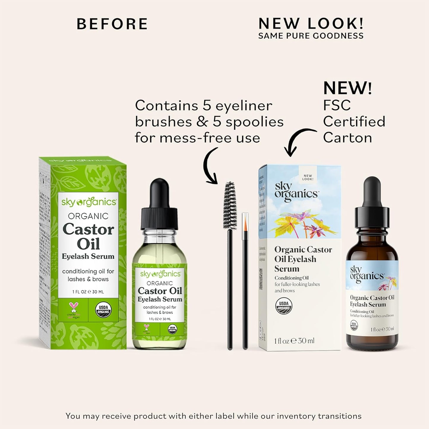 Organic Castor Oil Eyelash Serum (30Ml) by , Cold-Pressed, 100% Pure, Castor Oil - Dry Skin, Hair Growth, Eyelashes Growth & Eyebrows Growth- Caster Oil Lash Enhancer with Mascara Brushes (1Oz Glass Bottle)