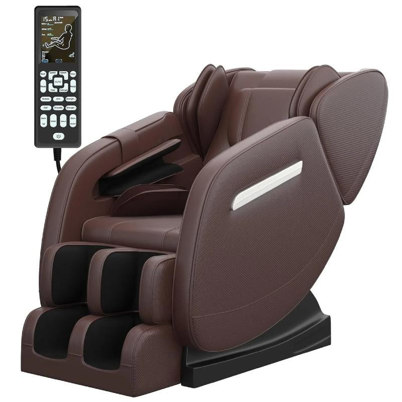 Real Relax MM350 Brown Massage Chair Zero Gravity Leg Shiatsu Massager for Circulation and Relaxation Comfort Massage Recliner