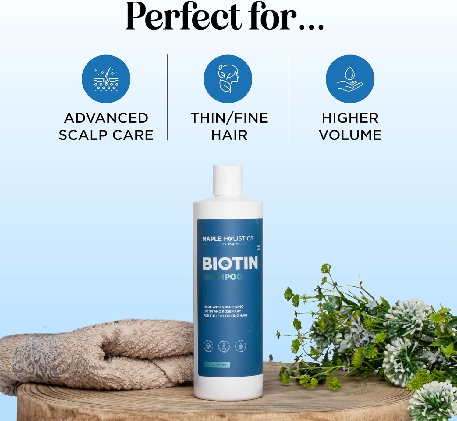 Rosemary and Biotin Shampoo for Thinning Hair - Vegan Volumizing Shampoo for Fine Hair with Argan and Tea Tree Oil - Paraben Silicone and Sulfate Free Shampoo for Dry Damaged Weak and Thin Hair Care