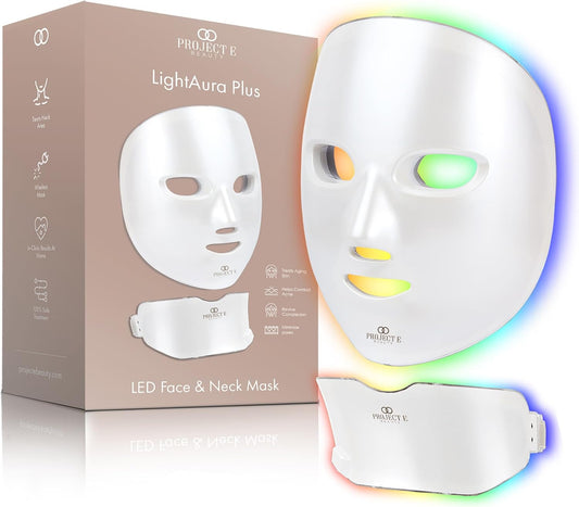 Photon Skin Rejuvenation Face & Neck Mask by  | Wireless LED Photon Red Blue Green Therapy 7 Color Light Skincare Treatment anti Aging Acne Spot Removal Wrinkles Facial Skin Care