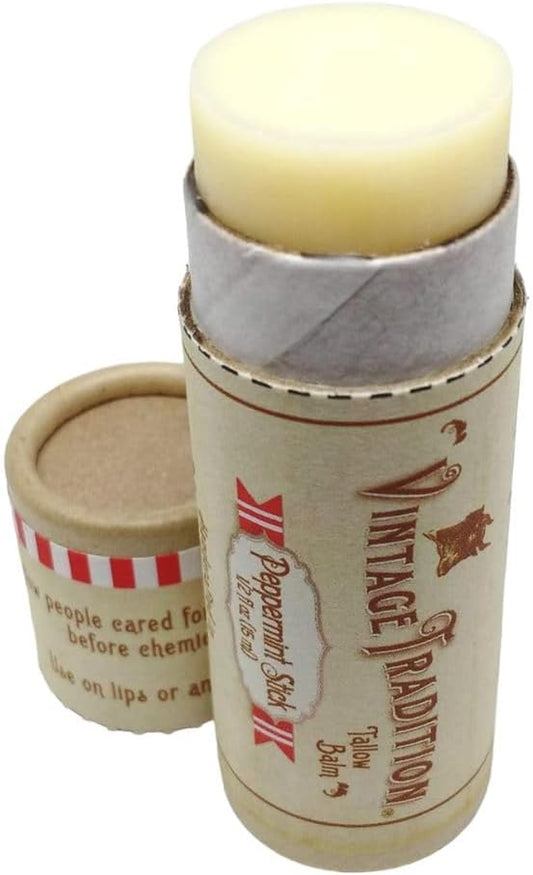 Peppermint Stick Lip Butter Tube Tallow Balm, 100% Grass-Fed, 30Ml"The Whole Food of Skin Care"