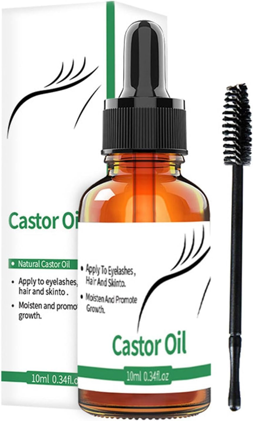 Castor Oil for Eyebrows Growth - 10Ml Pure Caster Oil Eyebrow Growth Serums,Lash Growth Serums for Thickness and Length, Eyelash Serums to Grow Lashes, for Eyelashes, Eyebrows, Hair