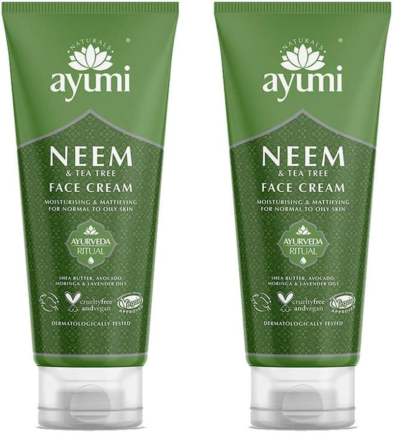 Neem & Tea Tree Face Cream: Vegan, Cruelty-Free, Dermatologically-Tested (2 x 100ml)