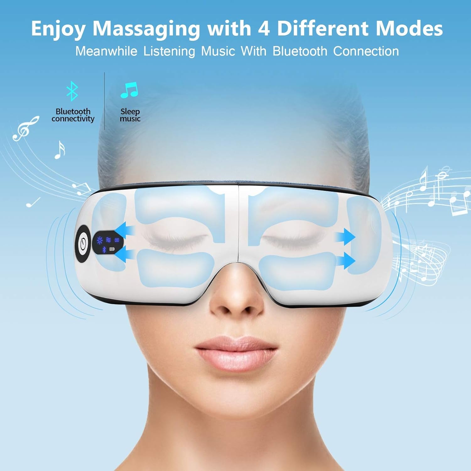 Eye Massager with Heat and Warm Compression, Bluetooth Smart Eye Mask Rechargeable, Portable Vibrating Sleep Mask with Music to Relieve Eye Strain & Dry Eyes, Birthday Gifts for Men