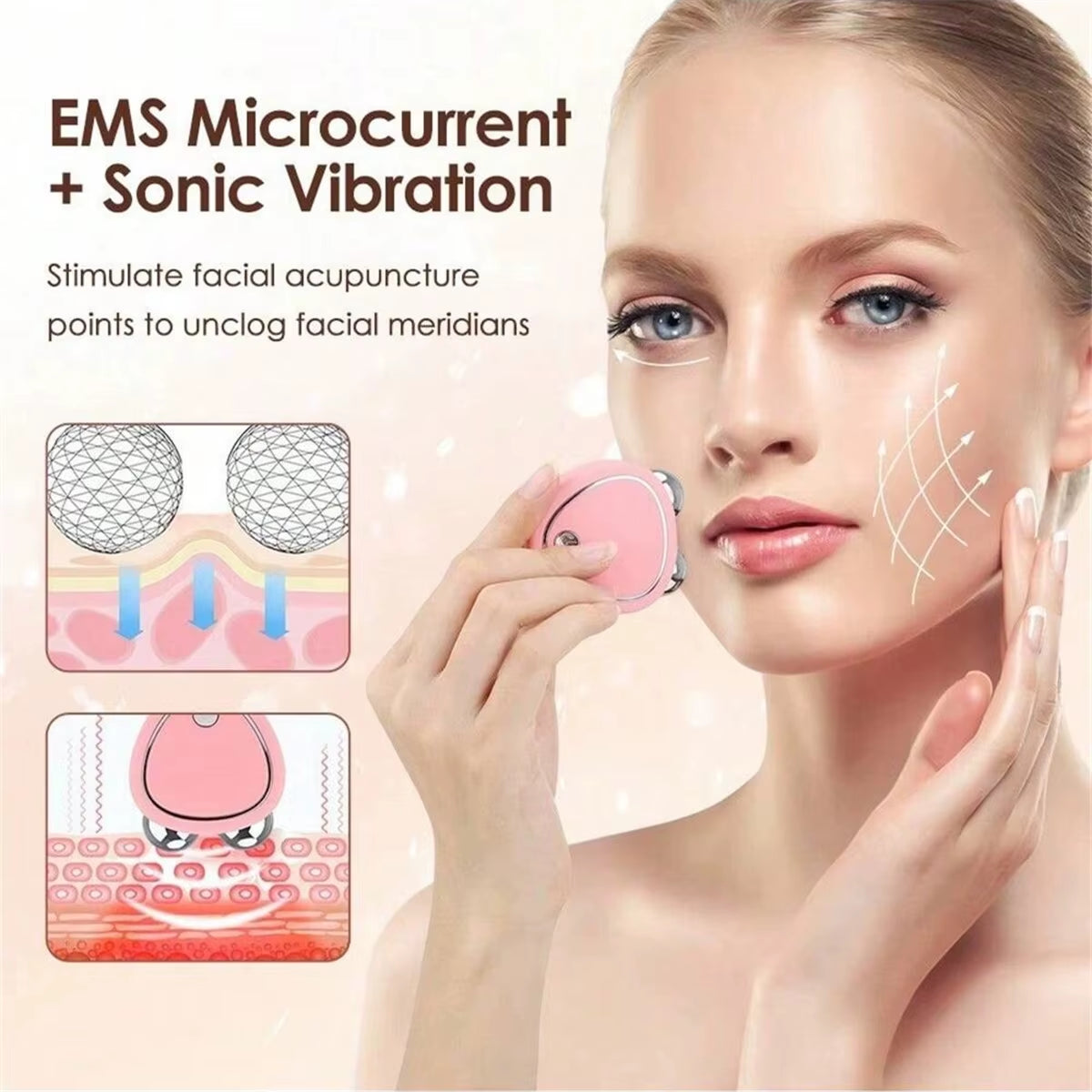 EMS Face Lifting Machine Facial Massager Microcurrent Roller Skin Tightening Rejuvenation Beauty Charging Facial anti Wrinkle