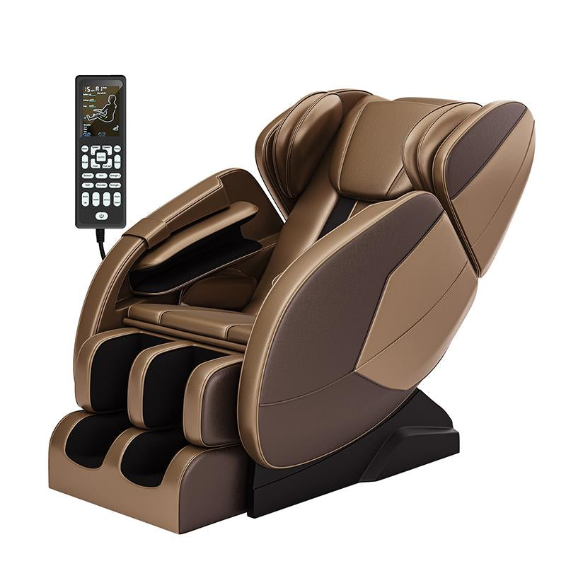 Real Relax 2024 Massage Chair Full Body with Zero Gravity 6 Automatic Modes Bluetooth Speaker and Heating Function Comfort Brown Massage Recliner