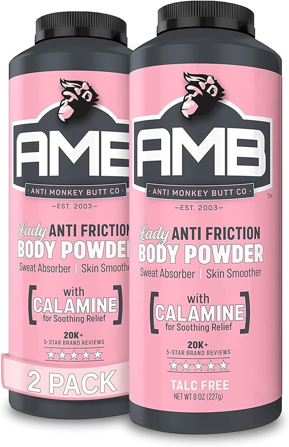 Body Powder for Women, Talc Free anti Chafing and Sweat Absorbing Powder with Clamine, Hypoallergenic Formula, 8 Oz (2 Pack)